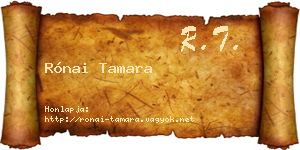 Rónai Tamara névjegykártya
